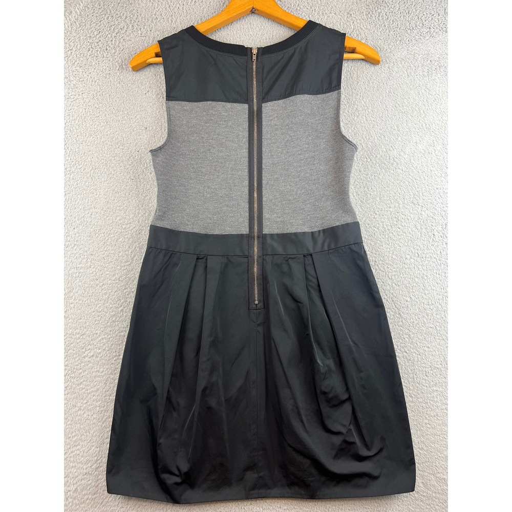 Theory Womens Mixed Media Sleeveless Mini Dress Grey Black Size 10 Pockets Zip - Picture 3 of 12